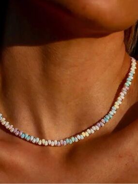 La Kaiser Gold Multicolor Opal Teardrop Station Tennis Necklace NWT